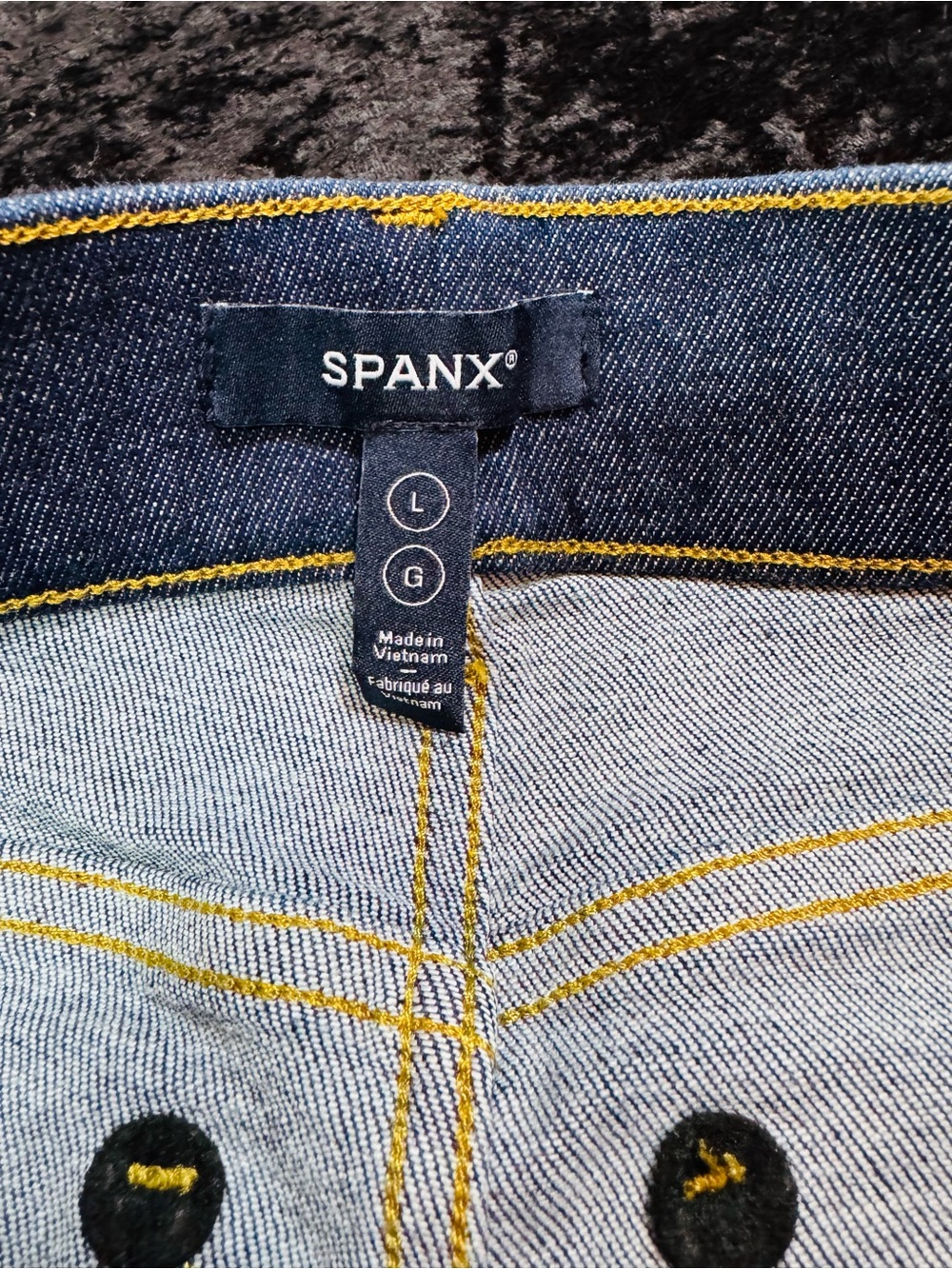 SPANX Dark Blue Pull-on stretch Flare Jeans Size L - Picture 4 of 4